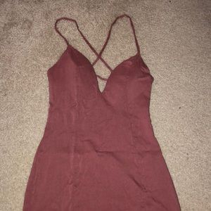 Cross back maroon dress